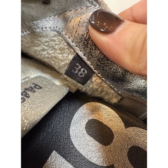 P448 Low-Top Sneakers White/Silver Leather Suede Lace-Up Shoes sz 38 (US 7.5) - Picture 8 of 8